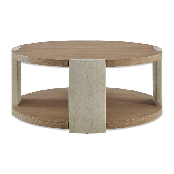 Maulet - Round Coffee Table - Off-White / Oak