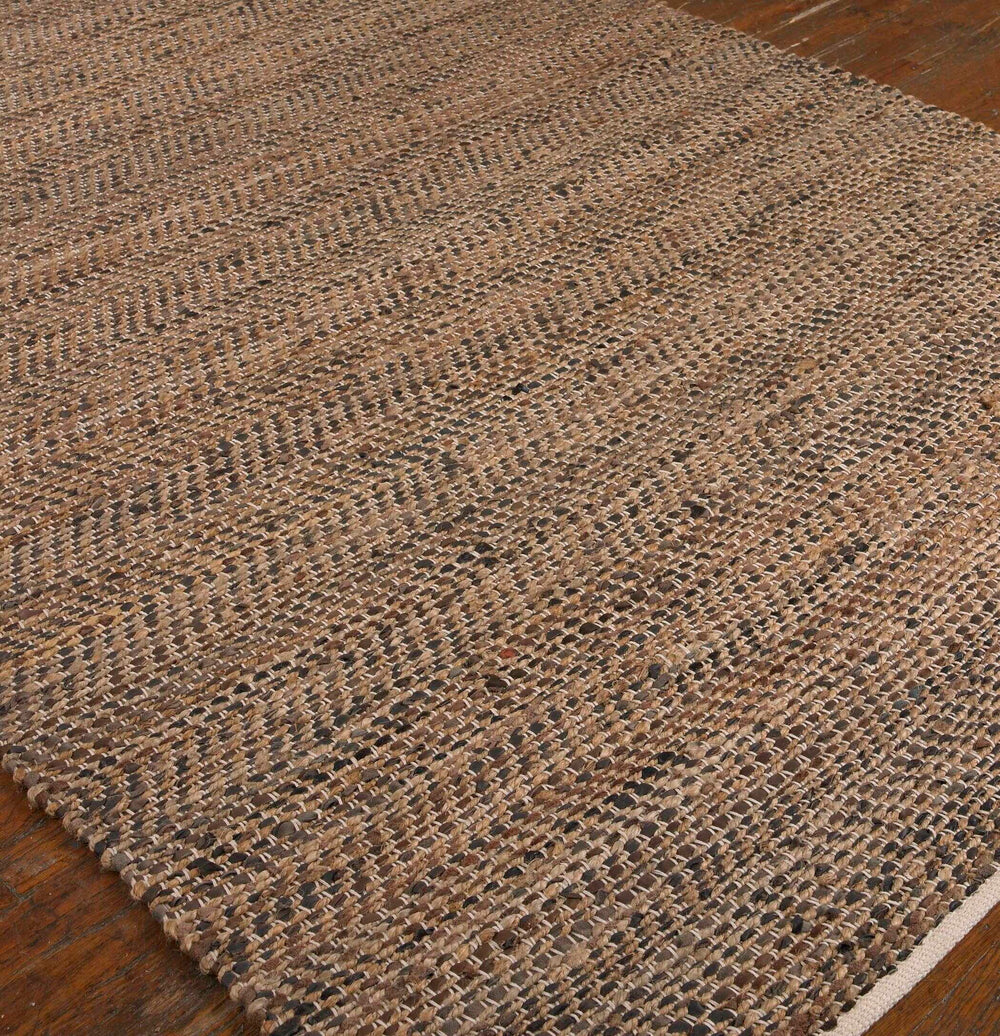 Tobais - Rescued Leather & Fabric Rug