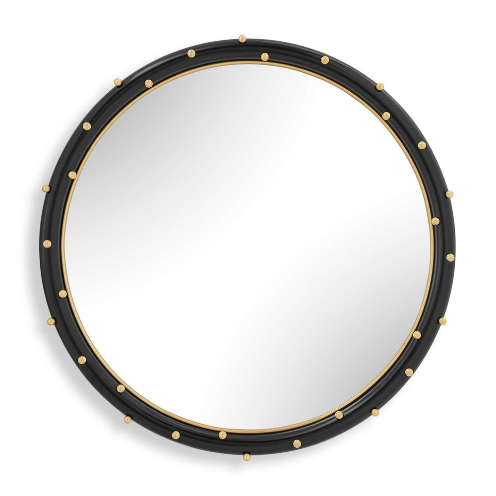 Helia - Round Mirror - Black / Brass