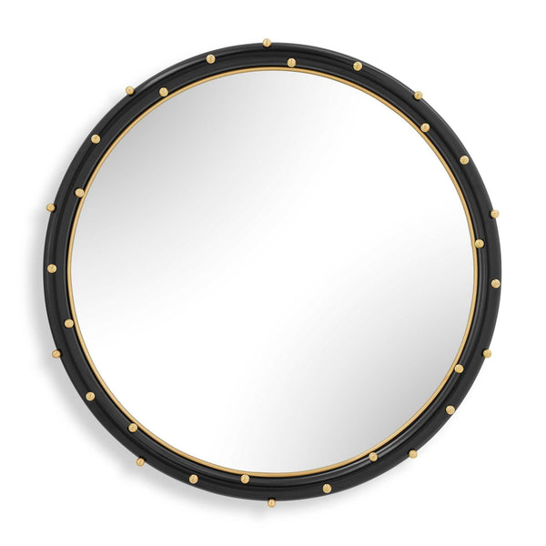 Helia - Round Mirror - Black / Brass