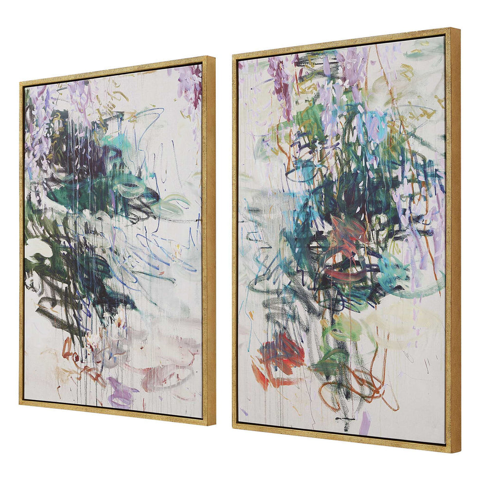 Wisteria Pond - Framed Canvases (Set of 2) - Green / Blue