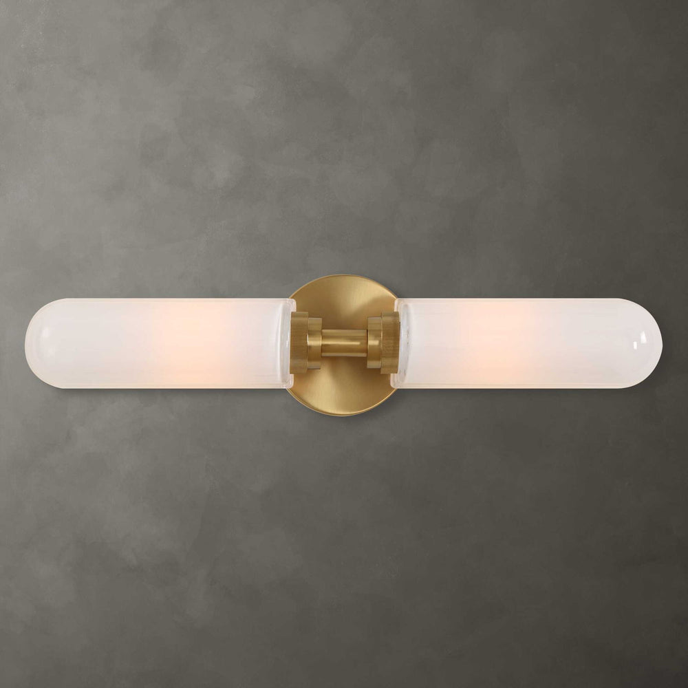 Wellsville - 2 Light Brass Sconce - White / Gold