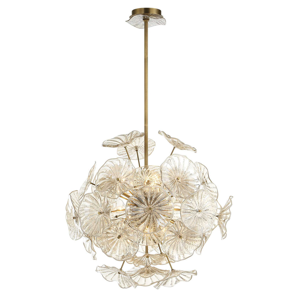 Champagne Lily Pads - Pendant - Light Antique Brass