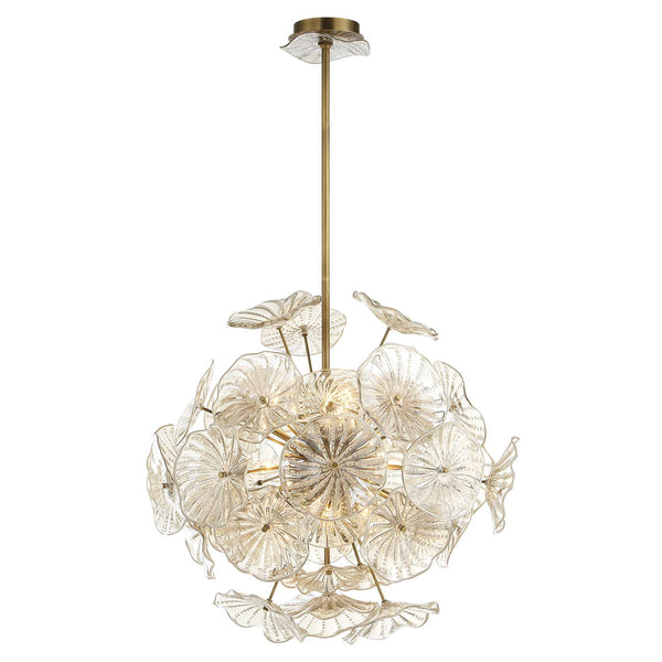 Champagne Lily Pads - Pendant - Light Antique Brass