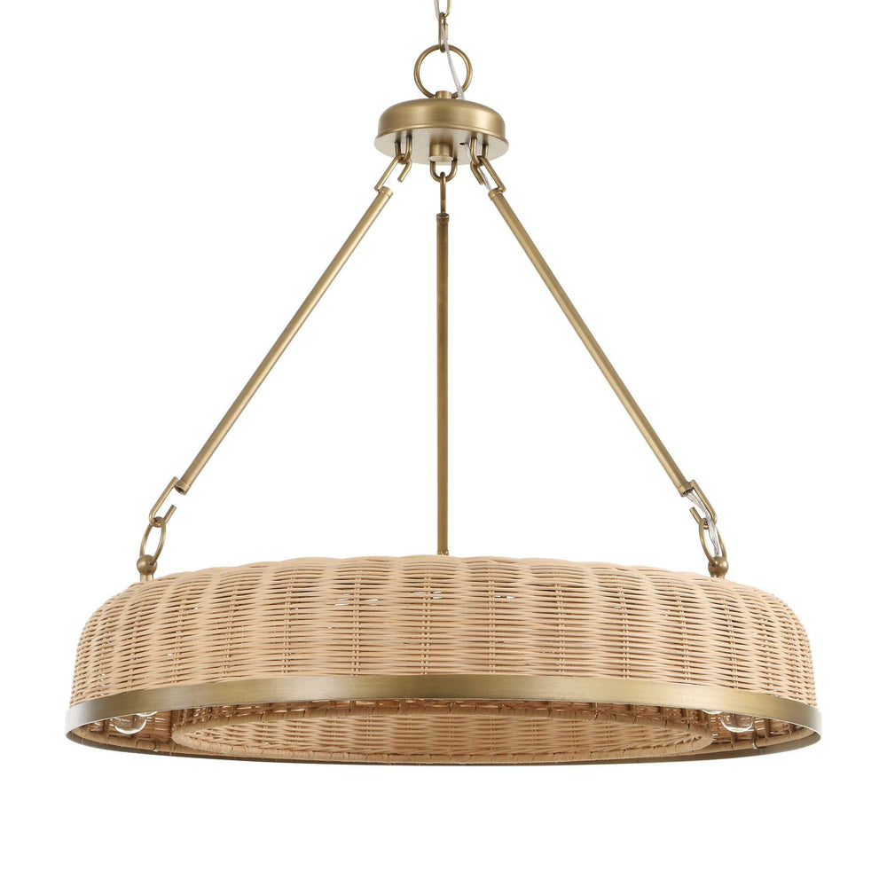 Ladakh - 9 Light Round Wicker Pendant - Gold