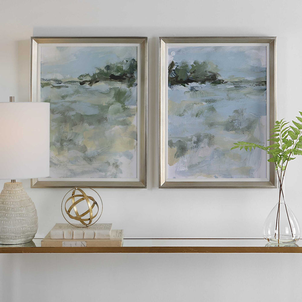 Far Away View - View Framed Prints - Light Blue