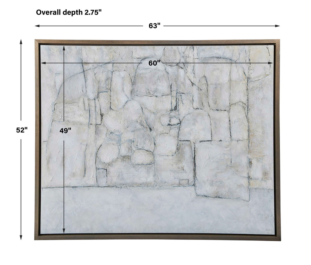 City Line - Framed Canvas - Gray / White / Woodtone